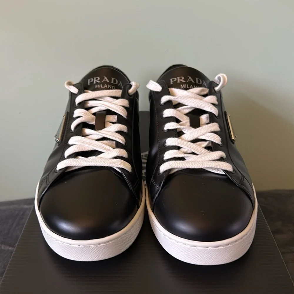 Prada Lane Triangle Logo Low Top Leather Sneaker - Picture 2 of 7